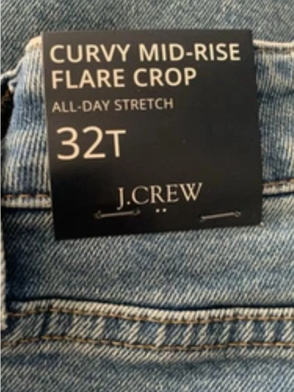 New Women’s J Crew Curvy Mid Rise Flare Crop Jeans Sz 32T Casual Comfort